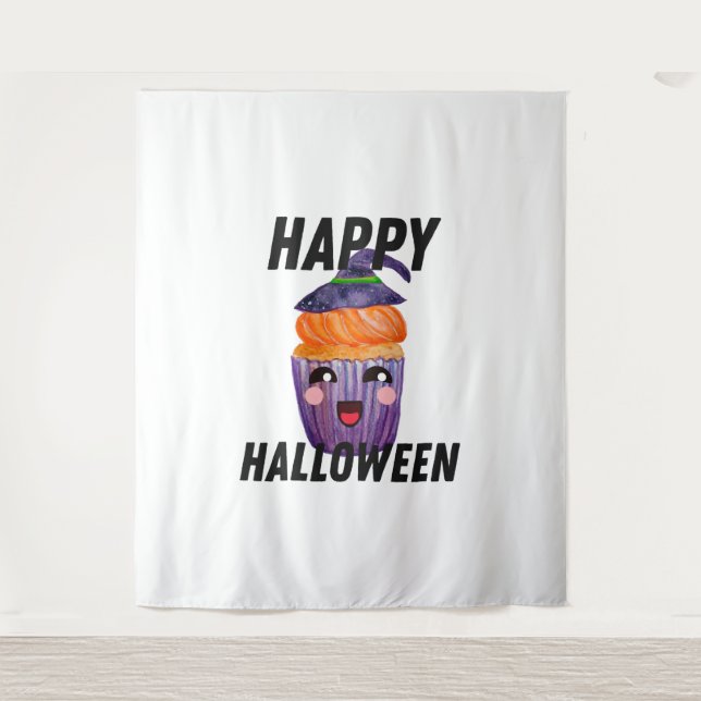 Tenture Joyeux costume d'Halloween Cupcake Halloween (Devant)