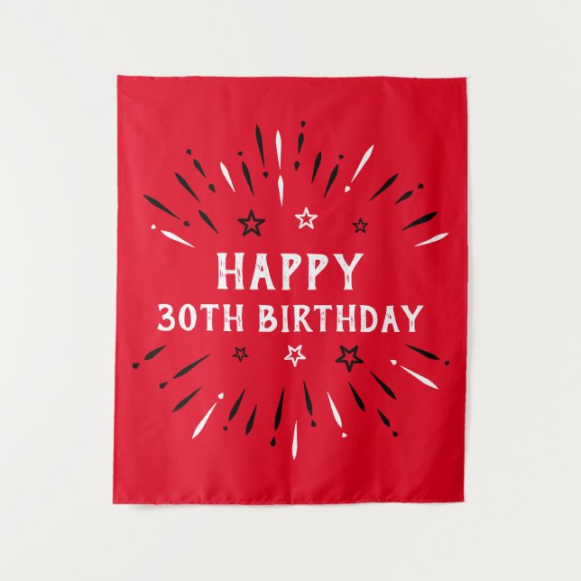 Tenture Joyeux feu d'artifice du 30e anniversaire Rouge No (Devant)