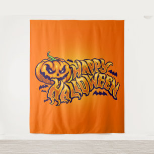 Tenture Joyeux Halloween avec un décor de citrouilles de J