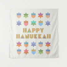 Joyeux Hanoukka Dreidels and Stars