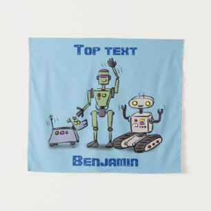 Tenture Joyeux joli dessin de trois robots trio