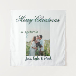 Tenture joyeux noël vert gris photo nom lieu moderne