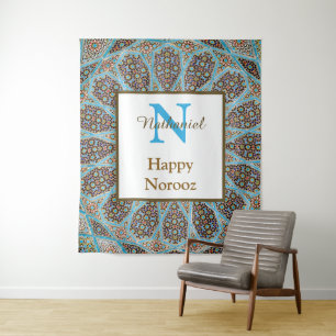 Tenture Joyeux Norooz Perse Nouvel An Monogramme initial