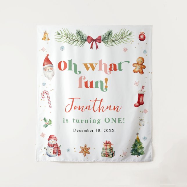 Tenture Joyeux Quelle Amusement Premier Noël Anniversaire  (Devant)