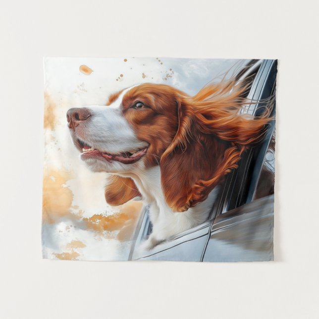 Tenture Joyful Dog in the Wind Art Print (Devant (Horizontal))