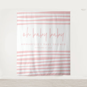 Tenture Jumeaux baby shower rose fille typographie moderne