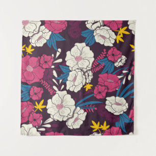 Tenture jungle florale avec serpents motif vintage, tropic