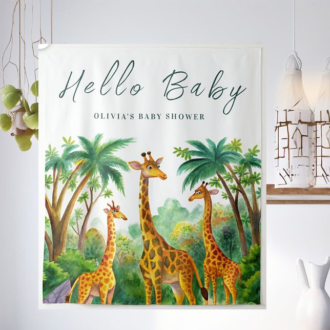 Tenture Jungle Giraffe Cute Élégant Bonjour Baby shower (Créateur téléchargé)
