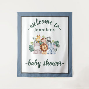 Tenture Jungle neutre Safari Animaux Baby shower sauvage U