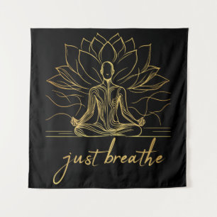 Tenture Just Breathe - Golden Zen Meditation Art
