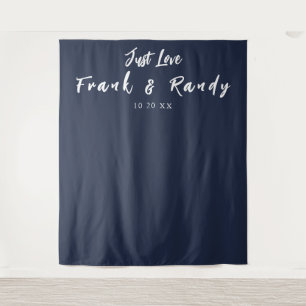 Tenture Just Love Simple Navy Blue Mariage fond d'écran