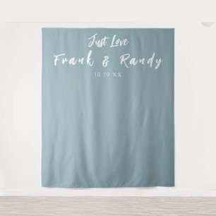 Tenture Just Love Simple Vintage Bleu Mariage fond