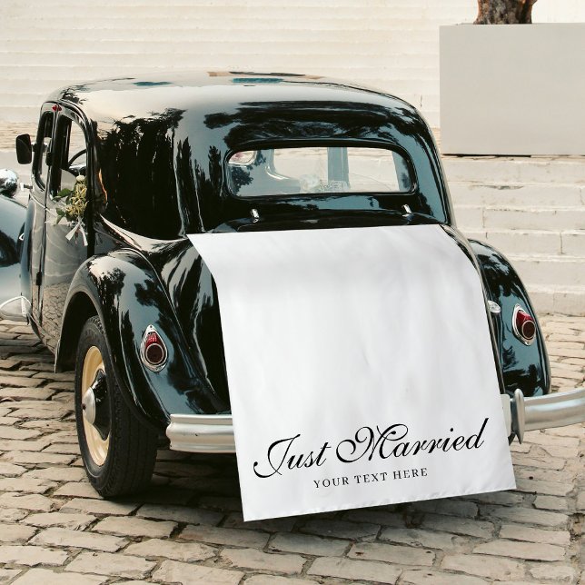 Tenture Just Married Wedding Text Fabric Car Banner Sign (Just Married Wedding Text Fabric Car Banner Sign Tapestry)