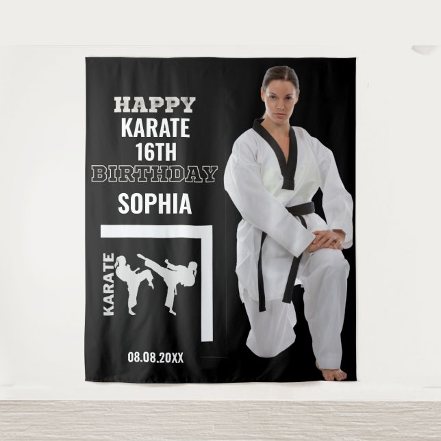 Tenture Karate Birthday, Karate Girl Player Backdrops (Devant)