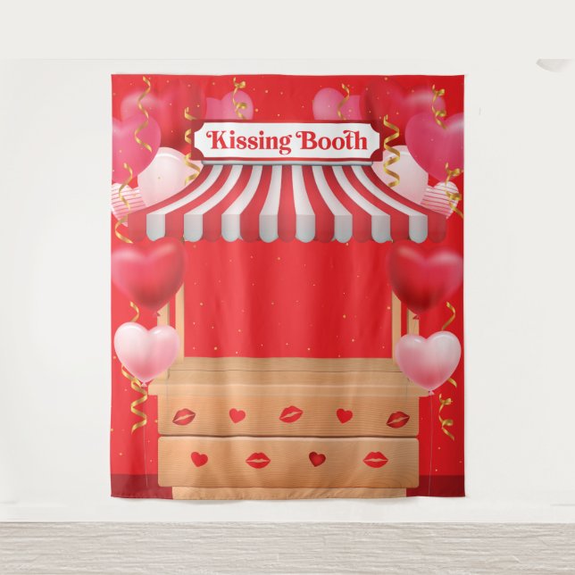 Tenture Kissing Booth Valentine Day Love Backdrop (Devant)
