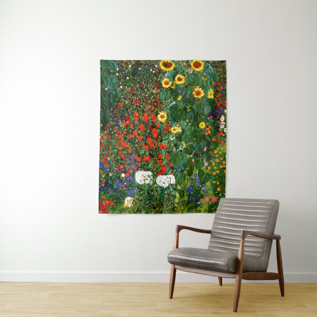 Tenture Klimt - Jardin agricole avec tournesols (En situation)
