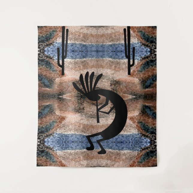 Tenture Kokopelli Mosaïque du désert du sud-ouest 68 x 80 (Devant)