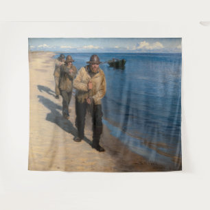 Tenture Kroyer - Trois pêcheurs tirant un bateau
