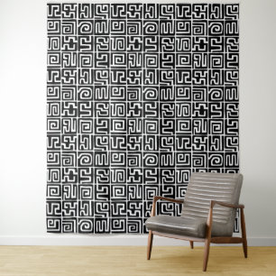 Tenture Kuba Style Motif 071019 - Noir et Blanc