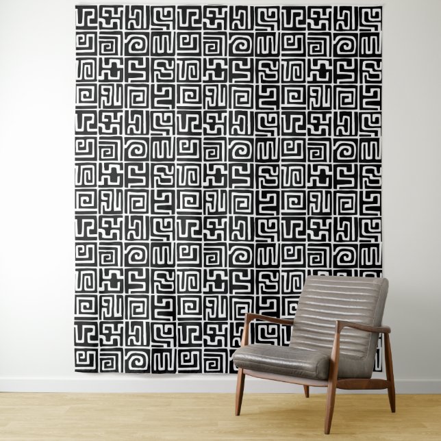 Tenture Kuba Style Motif 071019 - Noir et Blanc (En situation)