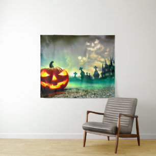 Tenture La citrouille lumineuse Halloween de SlipperyJoe