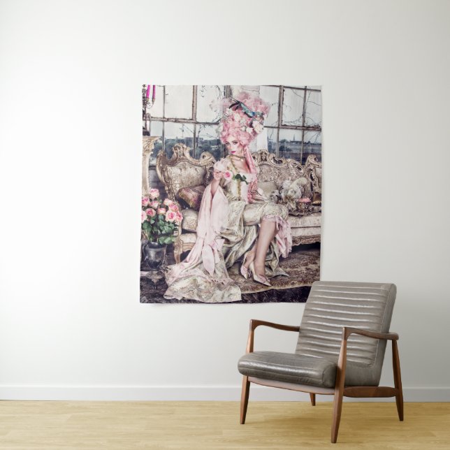 Tenture La Dame rose (En situation)
