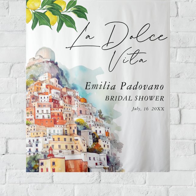 Tenture La Dolce Vita Fête des mariées italienne Arrière-p (Créateur téléchargé)
