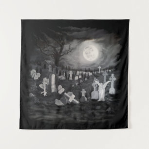 Tenture La nuit sur le cimetière - Angel avec Diable