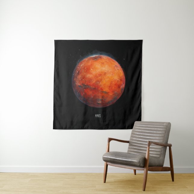 Tenture La planète rouge : Aquarelle de Mars (En situation)