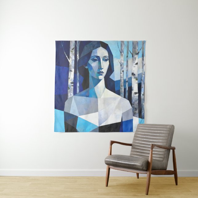 Tenture La Pose de « Caelith » – Un Portrait Abstrait (En situation)
