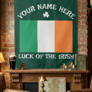 Tenture La Saint-Patrick Drapeau Irlande Nom Personnalisé 