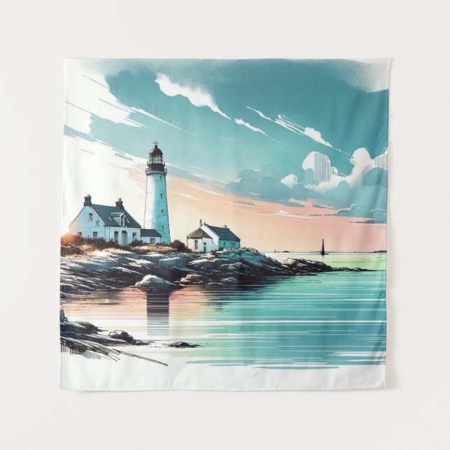 Tenture La sérénité balnéaire au bord du phare (Devant)