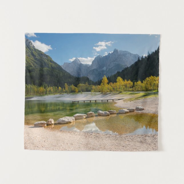 Tenture Lac Jasna dans les Alpes slovènes à l'automne (Devant (Horizontal))