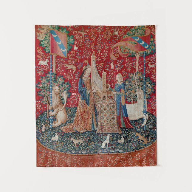 Tenture Lady and Unicorn Medieval Tapestry Hearing (Devant)