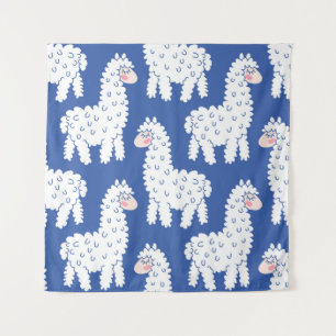 Tenture Lama alpaca, motif vintage