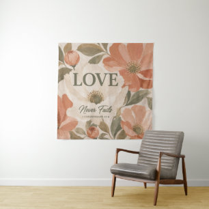 Tenture L'AMOUR NE MANQUE JAMAIS   Cadeau de mariage chrét