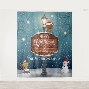 Tenture Lampe de pays de bois post animaux mignons dans la