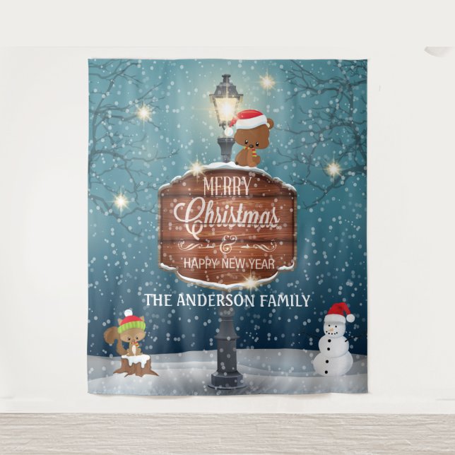 Tenture Lampe de pays de bois post animaux mignons dans la (Devant)