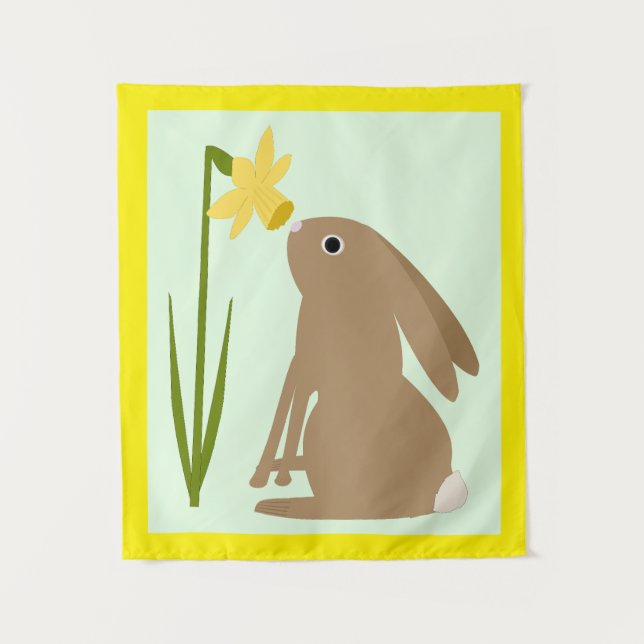Tenture Lapin de Pâques et fleur de jonquille (Devant)