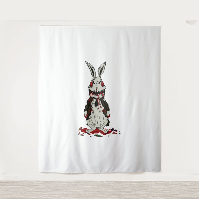 Tenture Lapin Zombie de Pâques Halloween Bunny (Devant)