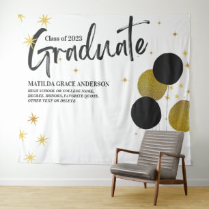 Tenture Large BlackGold Graduation Party Photo Backdrop
