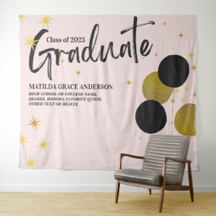 Tenture Large BlackGold Graduation Party Photo Backdrop