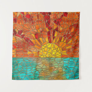 Tenture L'art de la mosaïque du lever du soleil sur la mer