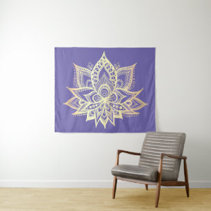 Tenture L'art du Mandala des Lotus en or violet de Boho