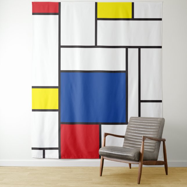 Tenture L'Art Moderne Mondrialiste Minimaliste Géométrique (En situation)