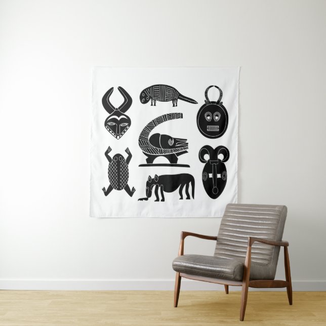 Tenture L'art tribal africain Abstrait (En situation)