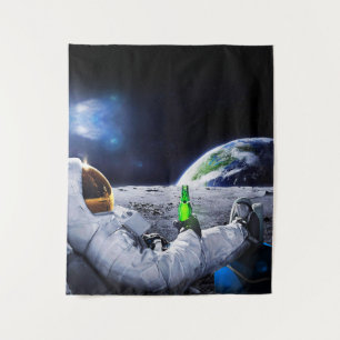 Tenture L'astronaute sur la Lune avec de la bière
