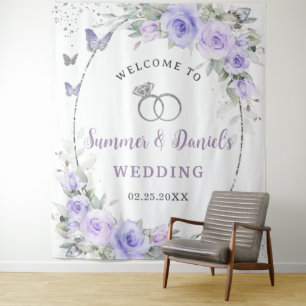 Tenture Lavande Purple Papillons Floraux Mariage