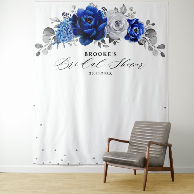 Tenture Lavande Royale Blanc Argent Floral Mariage (En situation)