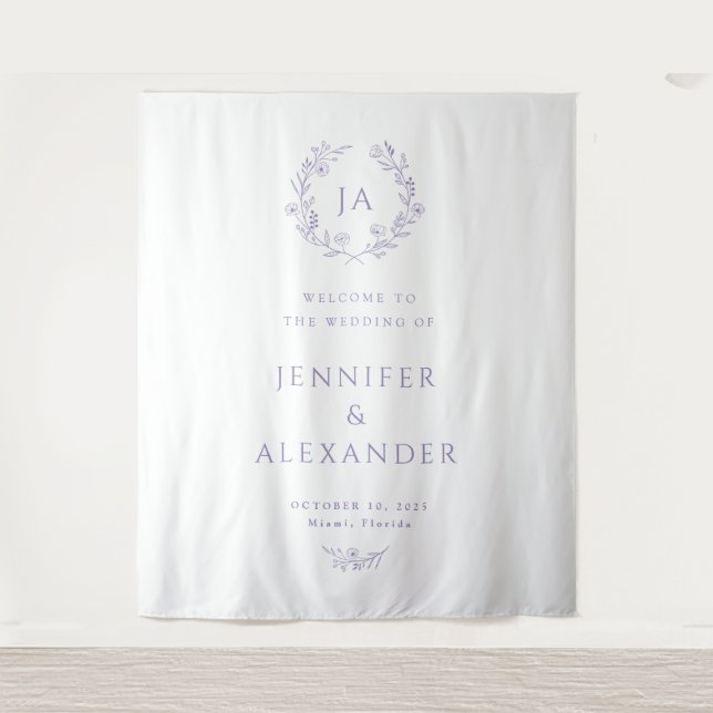 Tenture Lavender Monogram Wedding Backdrop (Devant)
